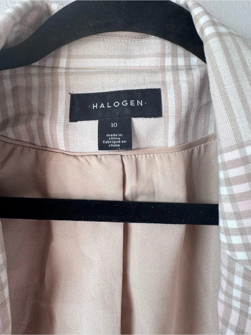 Halogen Cream Plaid Double-Breasted Blazer